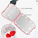 Women LED 180 Foldable Makeup Mirror Light Cosmetic Folding 2X Magnifying Mirror + Flat Mirror 8 LED Lights  2 Sided Lamps Hand Mirror Tools