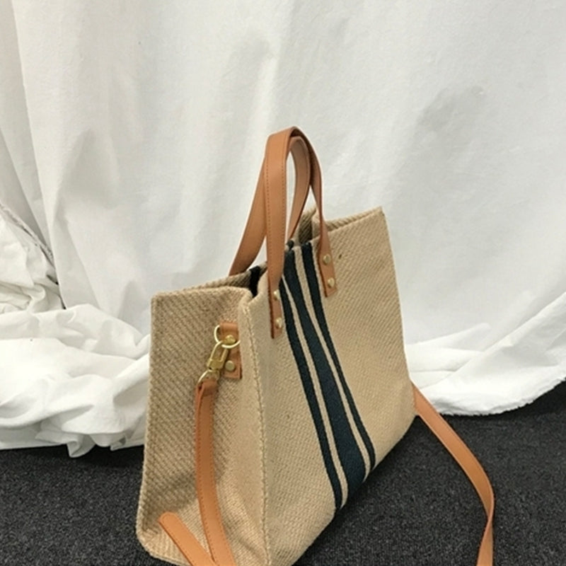 Large Shopper Bag Jumbo Canvas Totes Beach Bag Big Shoulder Bag Summer Stri I6T3