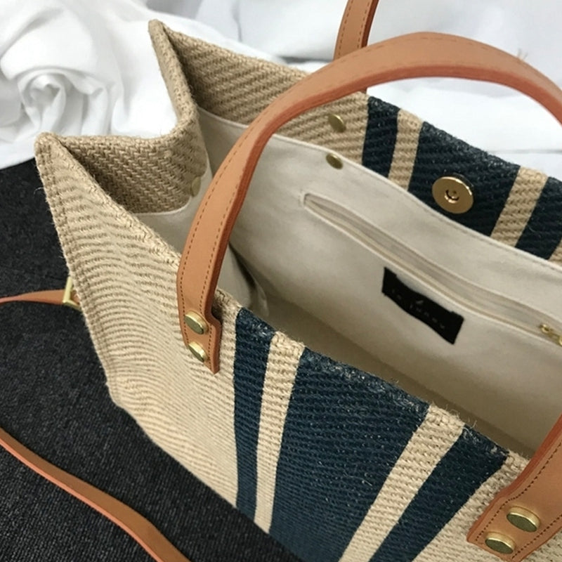 Large Shopper Bag Jumbo Canvas Totes Beach Bag Big Shoulder Bag Summer Stri I6T3