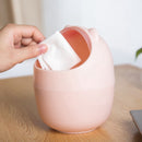 Mini Waste Bin Rolling Cover Desktop Garbage Paper Basket Table Trash Home OC7E3