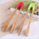 Bamboo Bread Kitchen Tongs Food Bbq Tool Wooden Clamp Food Clip Home DecoratO9L6