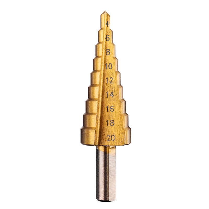 4-12/20/32mm HSS Golden Step Cone Drill Bit With Center Punch Tools Kit