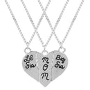 3Pcs / Set Of Lettering "Big Sis Mom" Love Pendant Necklace Jigsaw Set MotheM2P7