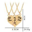 3Pcs / Set Of Lettering "Big Sis Mom" Love Pendant Necklace Jigsaw Set Moth N2M2