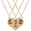 3Pcs / Set Of Lettering "Big Sis Mom" Love Pendant Necklace Jigsaw Set Moth N2M2