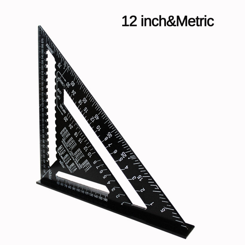 7/12 Inch Aluminum Square Triangle Ruler Protractor Miter Framing Measuring