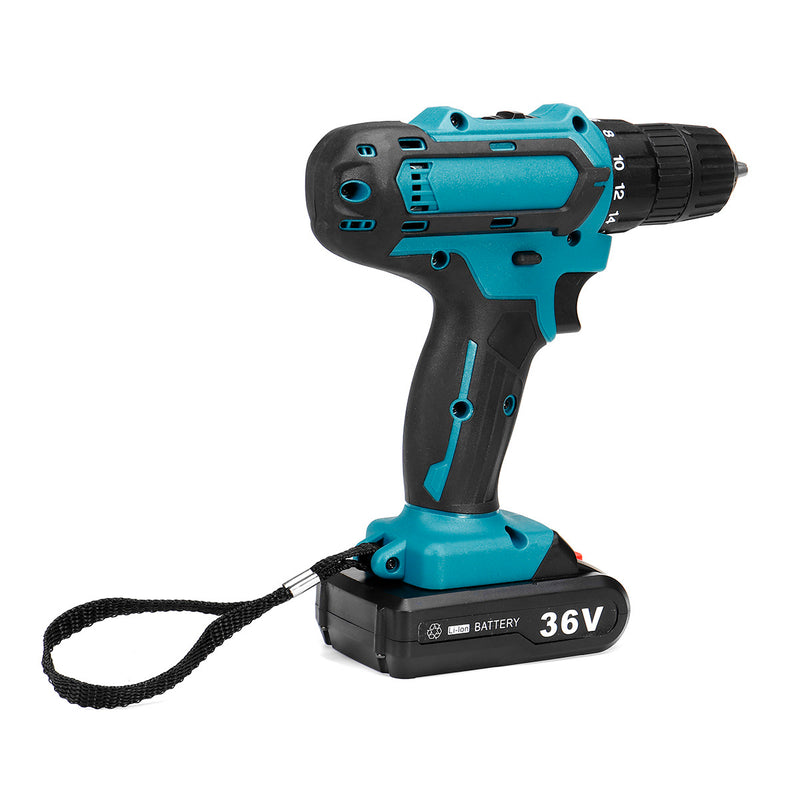 36V Rechargable Lithium Power Dirlls Cordless Electric Drill Set 2 Speed Adjustment LED Lighting Screw Driver Tool With 1 Or 2 Batteries