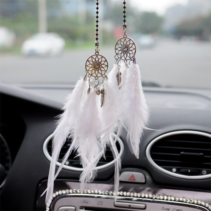 Beautiful Feather Car Decor Car Rear Mirror Feather Decor Pendant Wind Chim