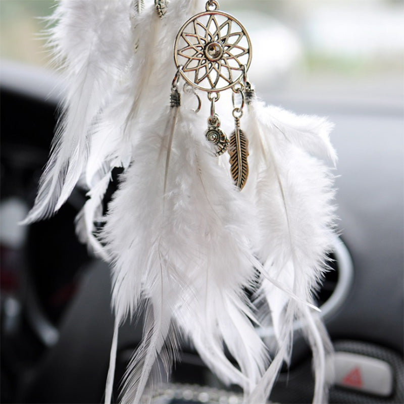 Beautiful Feather Car Decor Car Rear Mirror Feather Decor Pendant Wind Chim