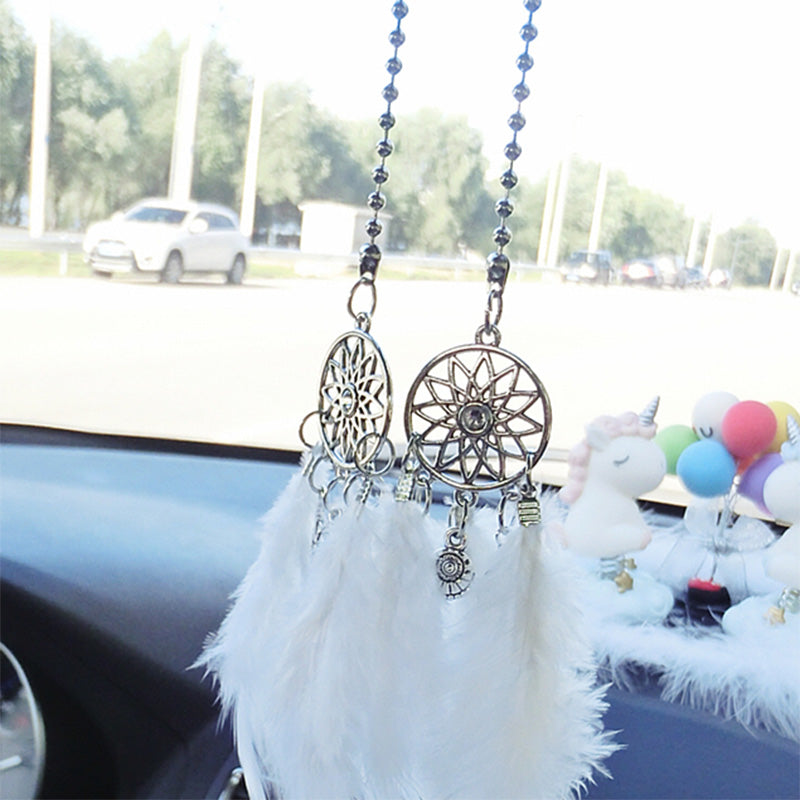 Beautiful Feather Car Decor Car Rear Mirror Feather Decor Pendant Wind Chim