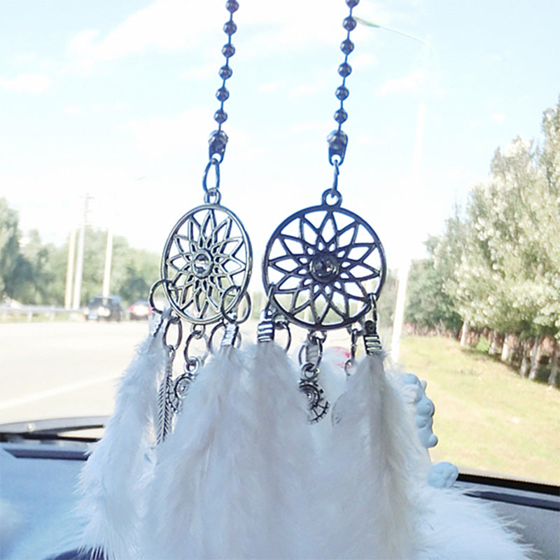 Beautiful Feather Car Decor Car Rear Mirror Feather Decor Pendant Wind Chim
