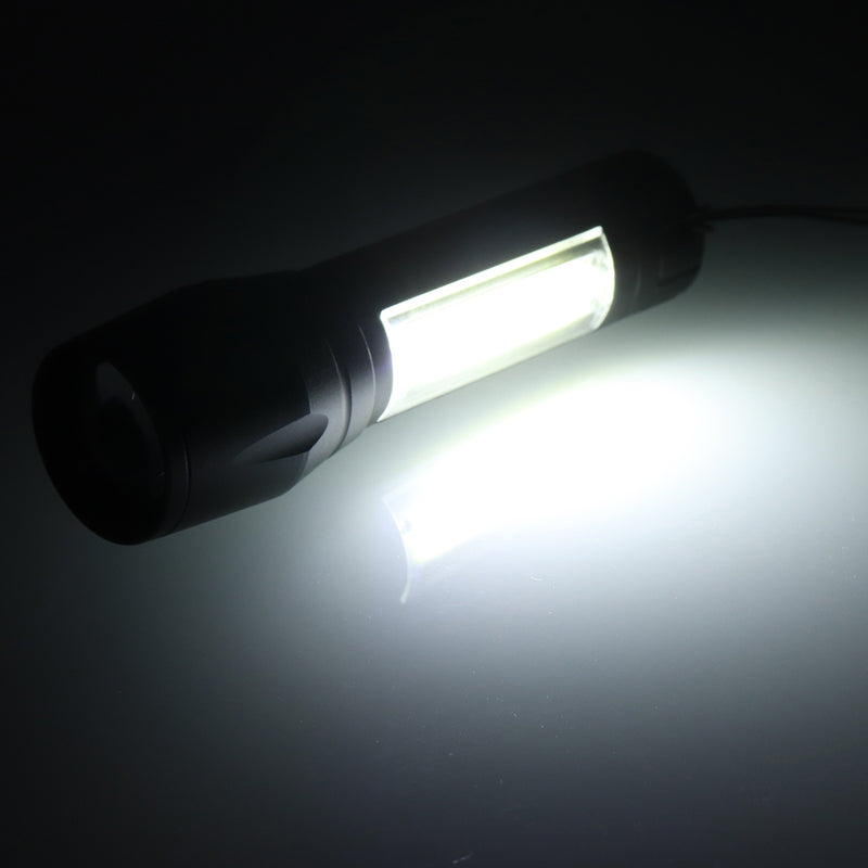 Portable T6 COB LED Flashlight Zoomable Torch 18650 Light Lamp
