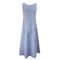 Women Pocket Dress Casual Striped Sleeveless Dress Crew Neck A-Line Dress FaP7R1