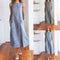 Women Pocket Dress Casual Striped Sleeveless Dress Crew Neck A-Line Dress FaP7R1