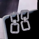 Fashion Shiny Geometric Pendant Earrings Luxury Square Rhinestone Earrings  F9R9