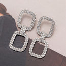 Fashion Shiny Geometric Pendant Earrings Luxury Square Rhinestone Earrings  F9R9