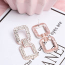 Fashion Shiny Geometric Pendant Earrings Luxury Square Rhinestone Earrings  F9R9
