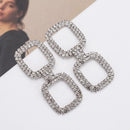Fashion Shiny Geometric Pendant Earrings Luxury Square Rhinestone Earrings  F9R9