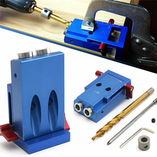 5pcs Pocket Hole Jig Kit System Woodworking Joinery Step Drill Bit Wood Oblique Drill Guide Tool