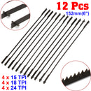 12pcs 152mm Pinned Scroll Saw Blade Set #15TPI #18TPI #24TPI Wood Carving Blades