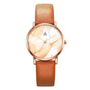SHENGKE SK K0108 Spring Jade Green Calm Brown Leaf Dial Fashion Leather Strap Women Quartz Watch