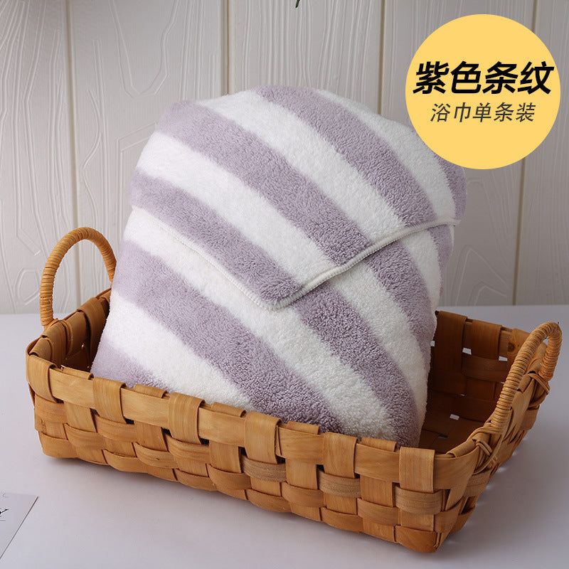 Skin microfiber striped bath towel bath super absorbent and quick-drying