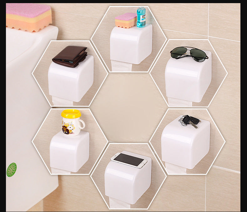 Plastic Seamless Sucker Cup Paper Rack Comprehensive Waterproof Tissue Box Holder