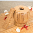 Pestle Grinding Bowl Set Bamboo Mortar And Pestle Pedestal Bowl Garlic Pot  A3X9