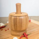 Pestle Grinding Bowl Set Bamboo Mortar And Pestle Pedestal Bowl Garlic Pot  A3X9