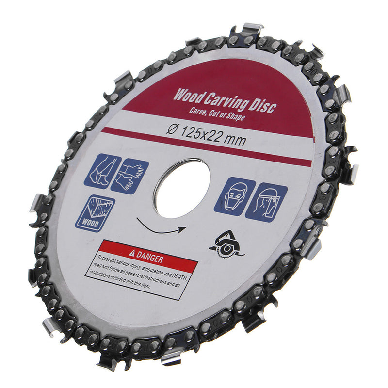 Upgrated 5 Inch Wood Carving Disc 14 Teeth 7/8 Inch Arbor Grinder Disc Chain for Angle Grinder