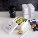 Lunch Box Square 2 Layer Portable Bento Box Exquisite Pattern Leakproof FoodD9S5