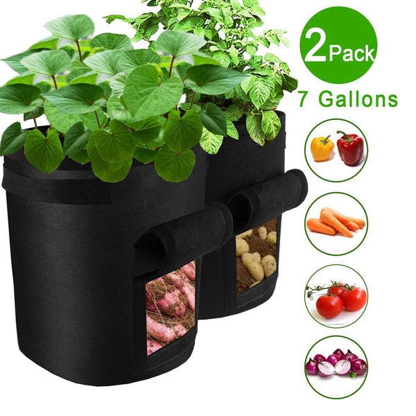 2 Pack 7 Gallon Smart Potato Grow Bags Window Vegetable Grow Bags, Double L