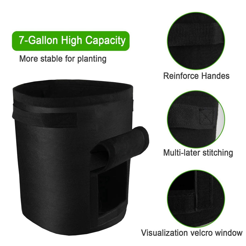 2 Pack 7 Gallon Smart Potato Grow Bags Window Vegetable Grow Bags, Double L