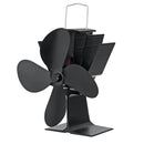 4 Blades Heat Powered Stove Fireplace Fan W/ Thermometer for Wood Log Burning Burner Stove
