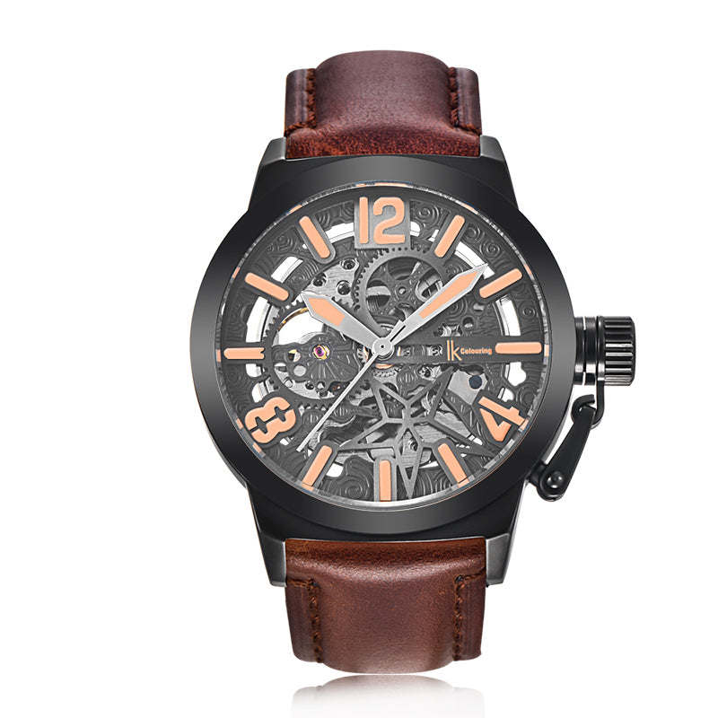 IK COLOURING K003 Business Style Male Wristwatch Leather Strap Mechanical Watches
