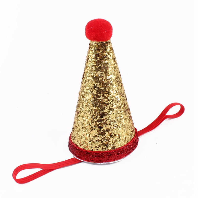 2Pcs/Set Sequin Birthday Pet Cat Dog Cap+Bowknot Tie Costume Headwear Pet A I1M2