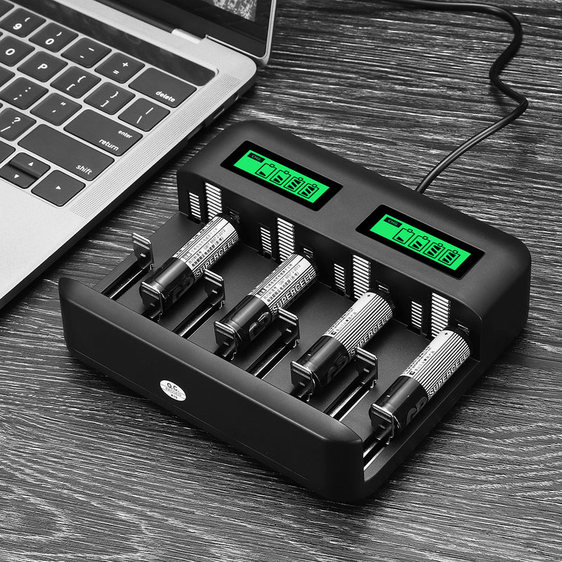 8 Slots Intelligent LCD Display USB Battery Charger for AA AAA C D Size Battery