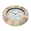 Outdoor Station Garden Wall Clock Thermometer Hand Painted 15 Inch Slate Effect