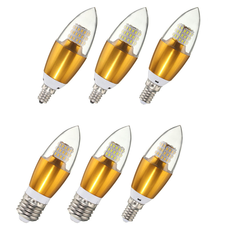 Dimmable E27 E14 E12 7W 60 SMD 3014 LED Pure White Warm White Candle Light Lamp Bulb AC110V