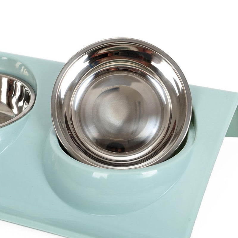 Stainless Steel Double Pet Bowls Food Water Feeder For Dog Puppy Cats Pets