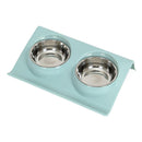 Stainless Steel Double Pet Bowls Food Water Feeder For Dog Puppy Cats Pets  A2U5