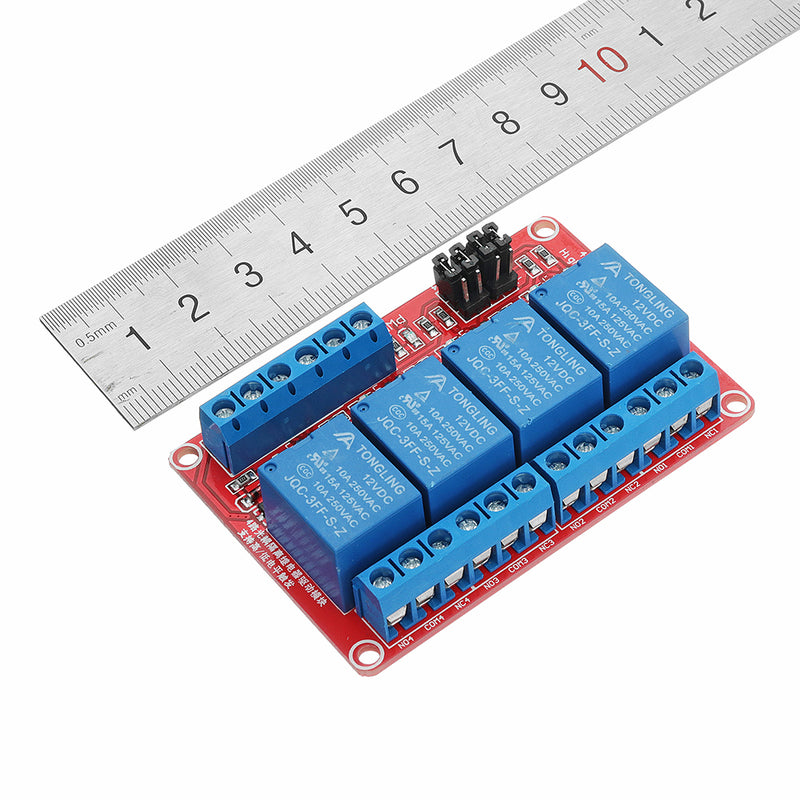 5Pcs DC12V 4 Channel Level Trigger Optocoupler Relay Module Power Supply Module