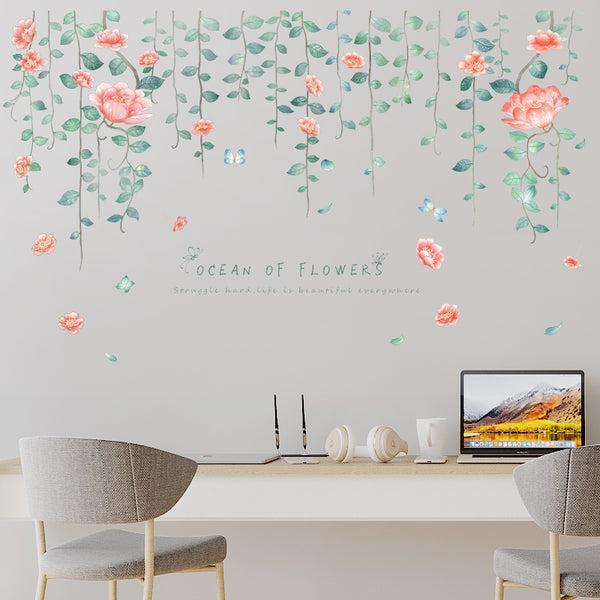 Miico XC9042 Flower Vine Flower Wall Sticker Living Room Bedroom Wall Decoration Sticker DIY Stickers