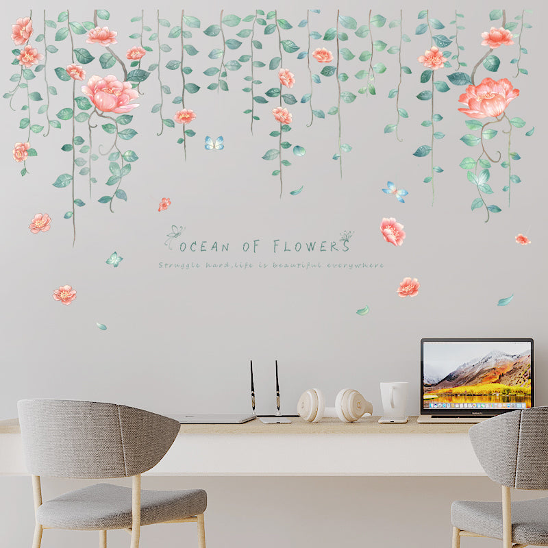 Miico XC9042 Flower Vine Flower Wall Sticker Living Room Bedroom Wall Decoration Sticker DIY Stickers