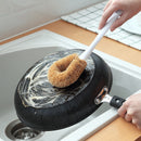Natural PP+Coconut Brown Silk Non-Stick Oil Long Handle Pot Brush Dish Wash V4Y6