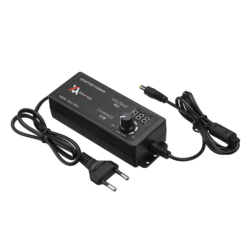 Excellway 4-24V 2.5A 60W AC/DC Adjustable Power Adapter Supply EU Plug Speed Control Volt Display