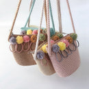 Girls Shoulder Bag Straw Rattan Weave Crossbody Bag For Baby Girls Best(PinkA5D7