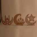 Ramadan Wooden Eid Mubarak Decoration Moon Islam Mosque Muslim Wooden Plaqu K8V6
