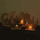Ramadan Wooden Eid Mubarak Decoration Moon Islam Mosque Muslim Wooden Plaqu K8V6