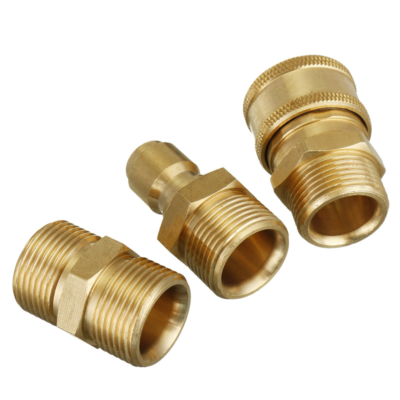 3pcs M22 To 3/8 Quick-Connect Pressure Washer Hose Coupling Pipes Fittings